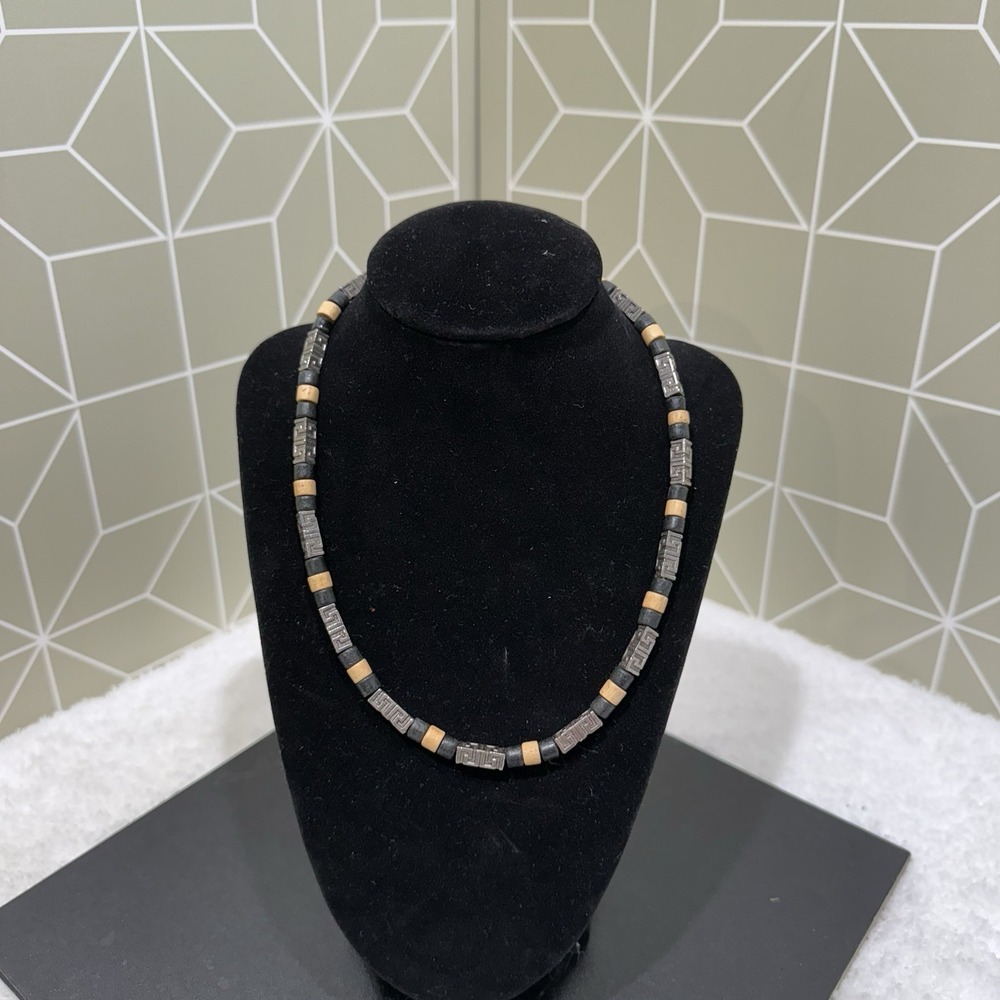 Vintage‎ MTV Silver Tone Black Beaded Statement Necklace